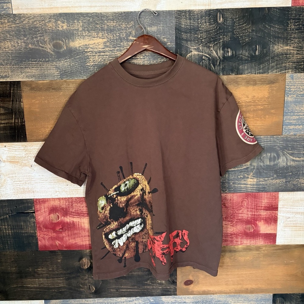 Travis Scott Utopia Circus Maximus Tour 2023 T-Shirt Men's L Brown Skull